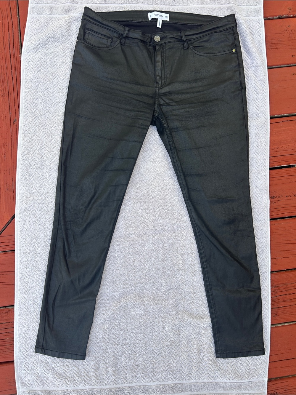 Mango Slim Black Coated Jeans
